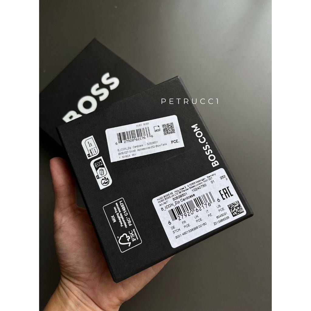 BOSS Leather cardholder Wallet with monogram 50529501