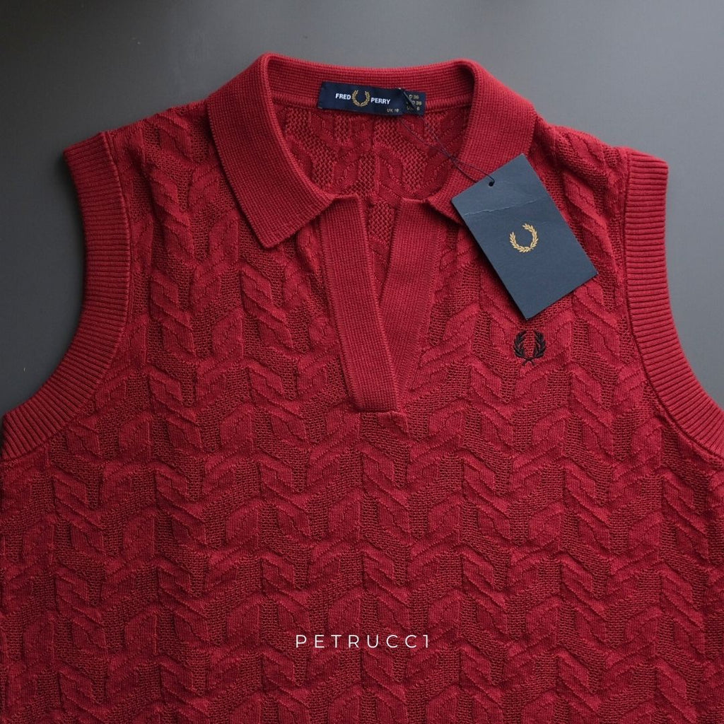 Fred Perry Cable Knit Tank Open Collar Women K9121/M02