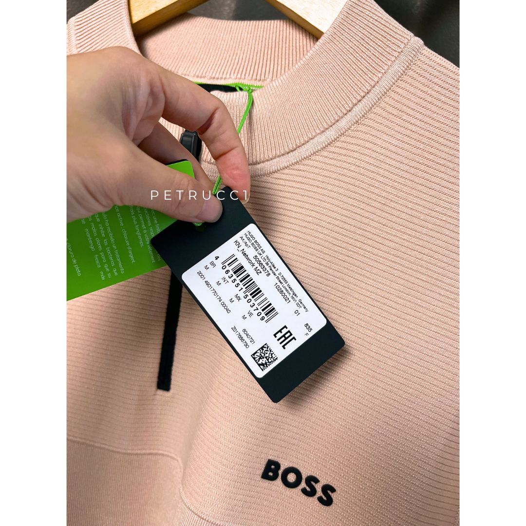 BOSS Zip neck sweater peach 50563378