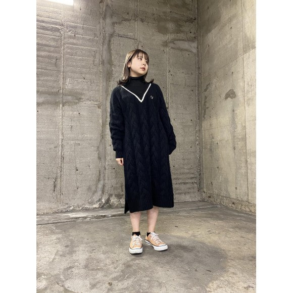 Fred Perry Cable Knit Jumper Dress Women D4171/102