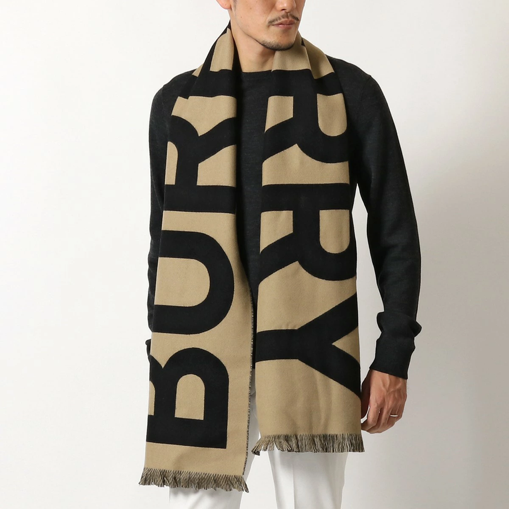 BURBERRY SCARF Muffler Wool Jacquard Winter 8035525