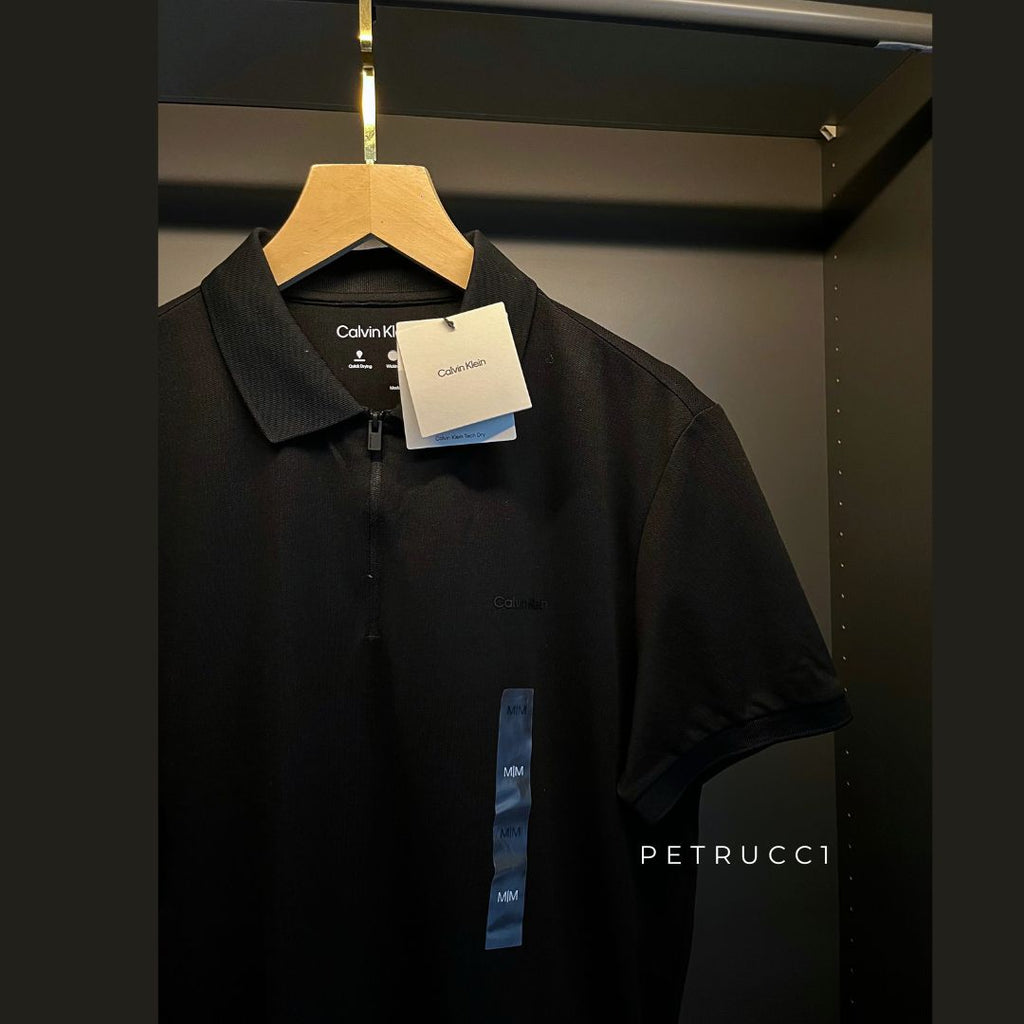 CALVIN KLEIN Tech Pique Zip Polo Shirt