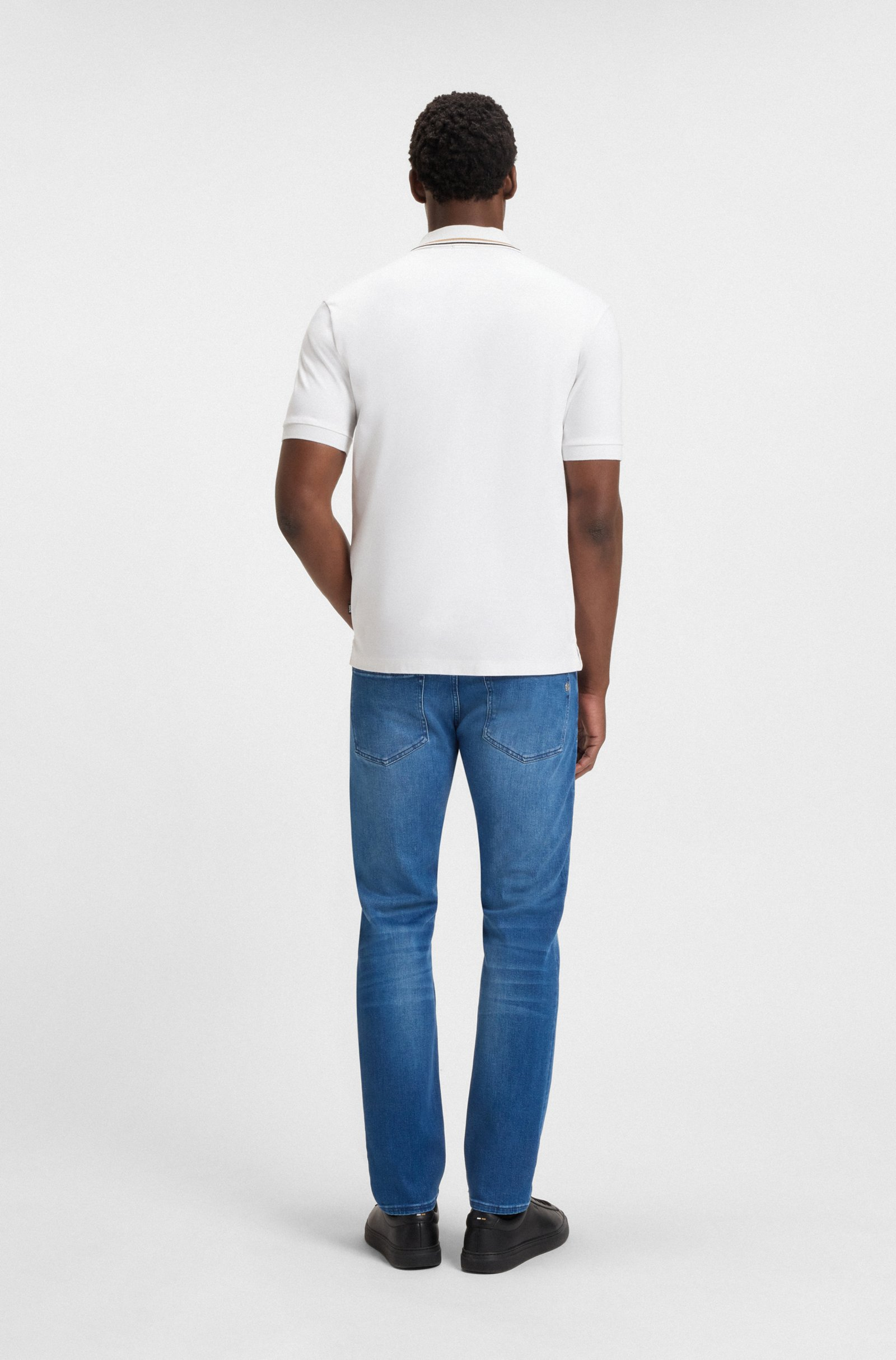 BOSS Slim-fit polo shirt in cotton with striped collar Penrose 38 50469360