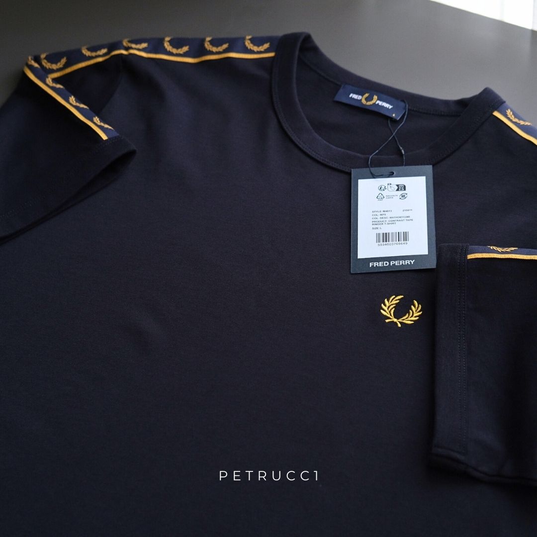 Fred Perry Contrast Tape Ringer T-Shirt Kaos M4613/W75