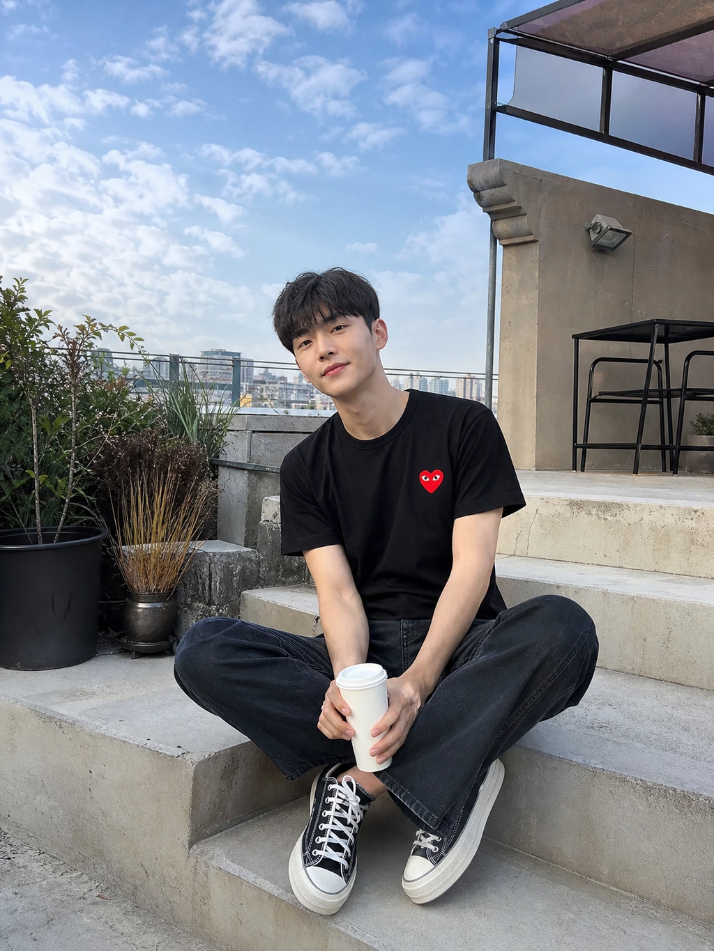 PLAY CDG COMME des GARCONS T SHIRT kaos cowo pria man AXT108