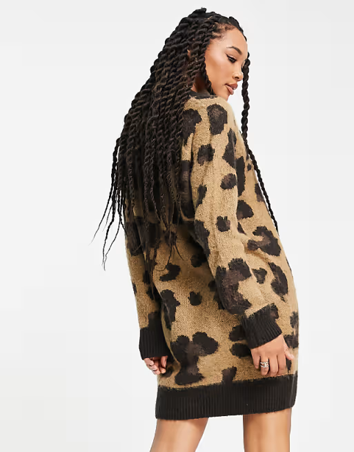 Fred Perry Amy Winehouse Leopard Knitted Dress Women SD4148/Q65