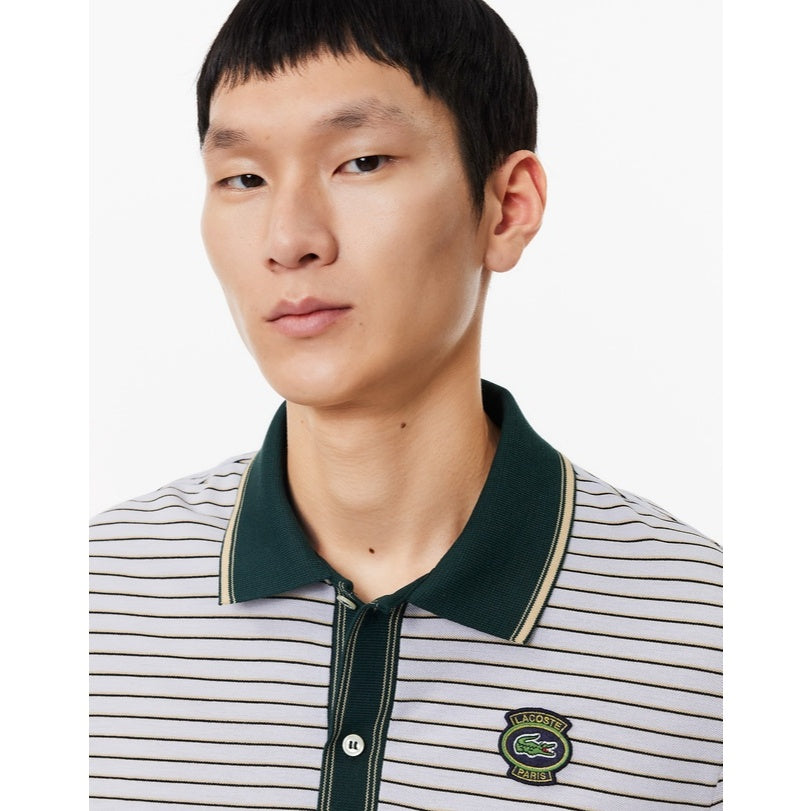 LACOSTE Striped Cotton Piqué Heritage Badge Polo  PH1221