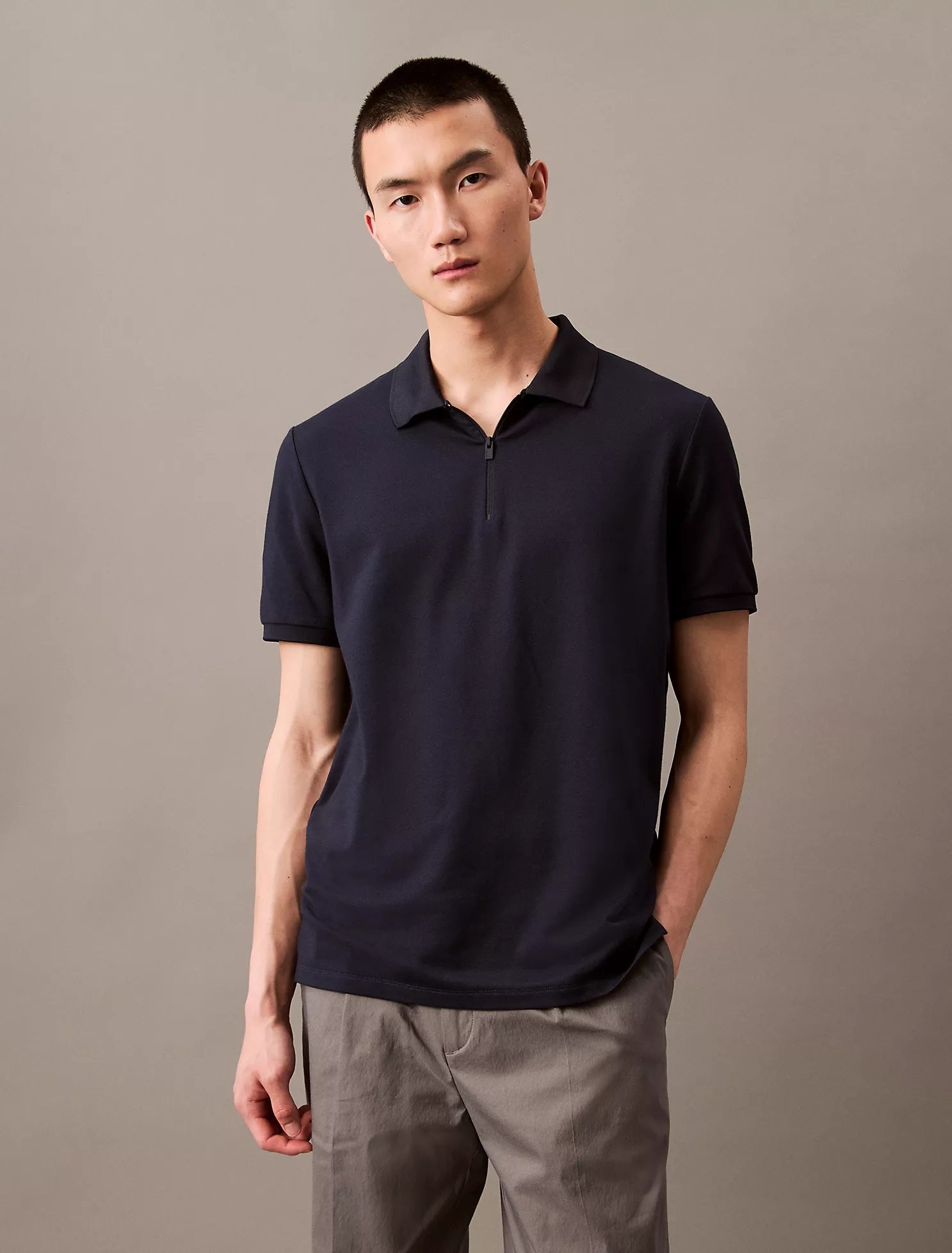 Calvin Klein Tech Pique Zip Polo Shirt 40QM421