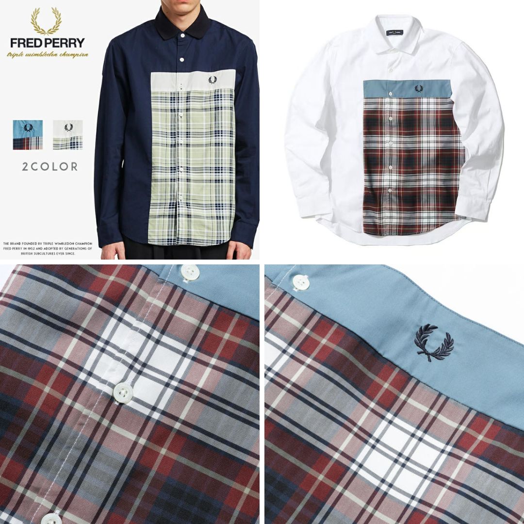 Fred Perry Mix Panelled Long Sleeve Shirts F4546