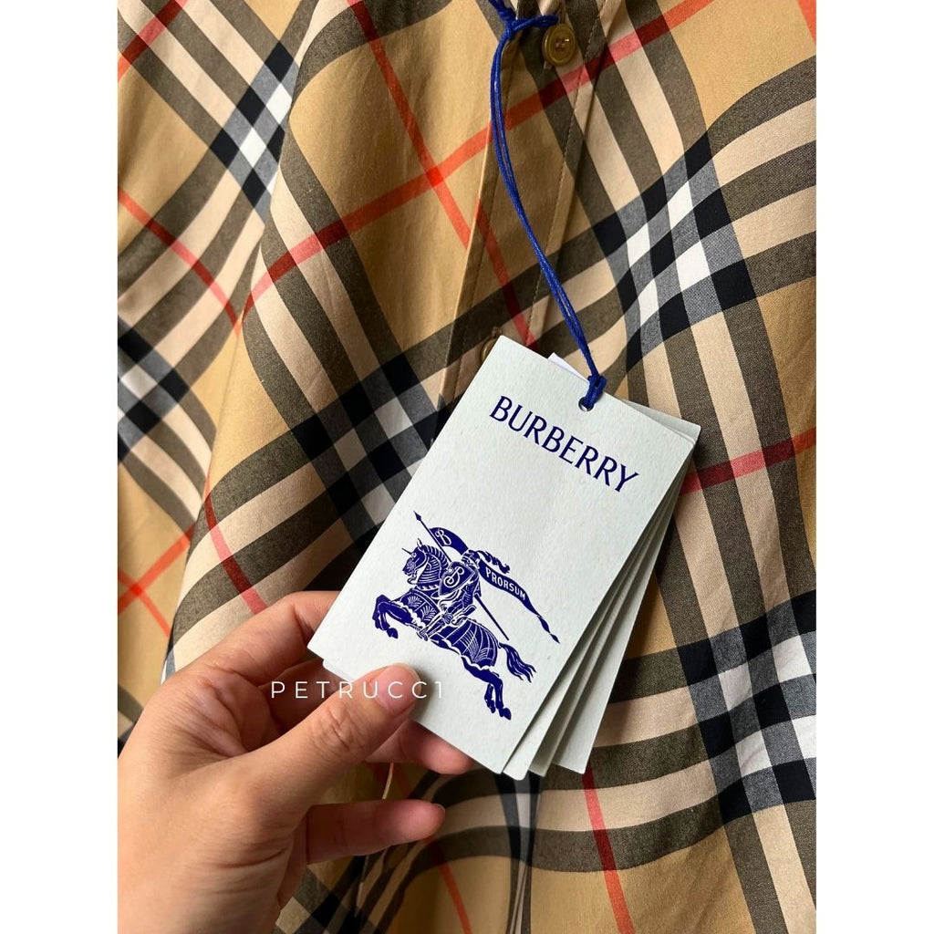 BURBERRY Beige Checked Short Sleeve Shirt 8087637