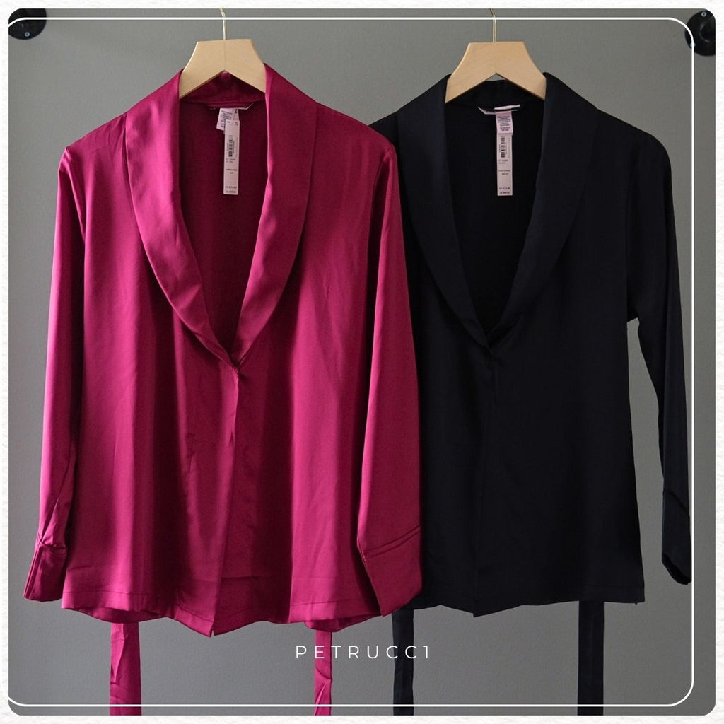 VICTORIA SECRET Dream Satin Wrap Top Long Pajamas Set