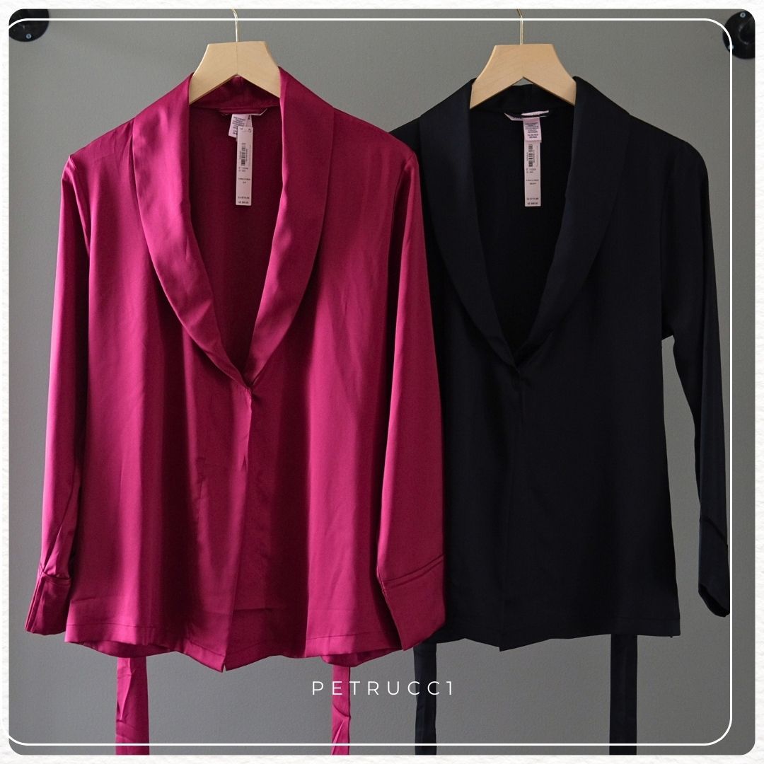 VICTORIA SECRET Dream Satin Wrap Top Long Pajamas Set