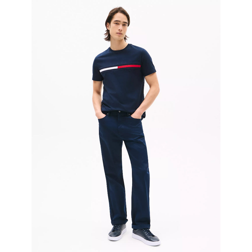 TOMMY HILFIGER Embroidered Flag Stripe Logo T Shirt  7849807R