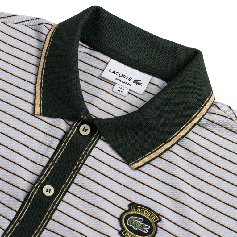 LACOSTE Striped Cotton Piqué Heritage Badge Polo  PH1221