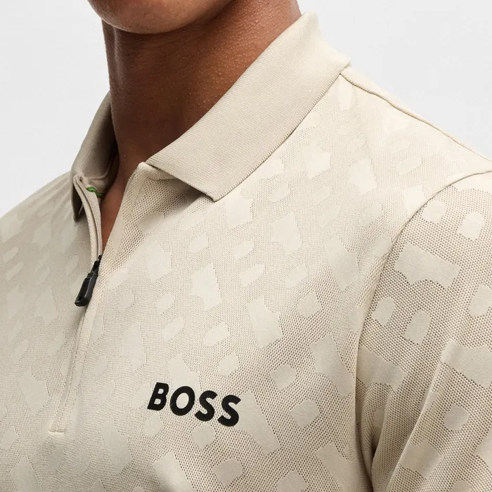 BOSS Active quick-dry polo shirt with gradient monogram jacquard Style Philix TOC JQ 50538106