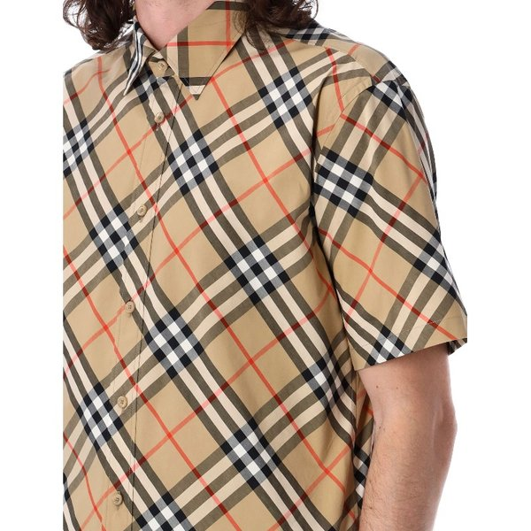 BURBERRY Beige Checked Short Sleeve Shirt 8087637