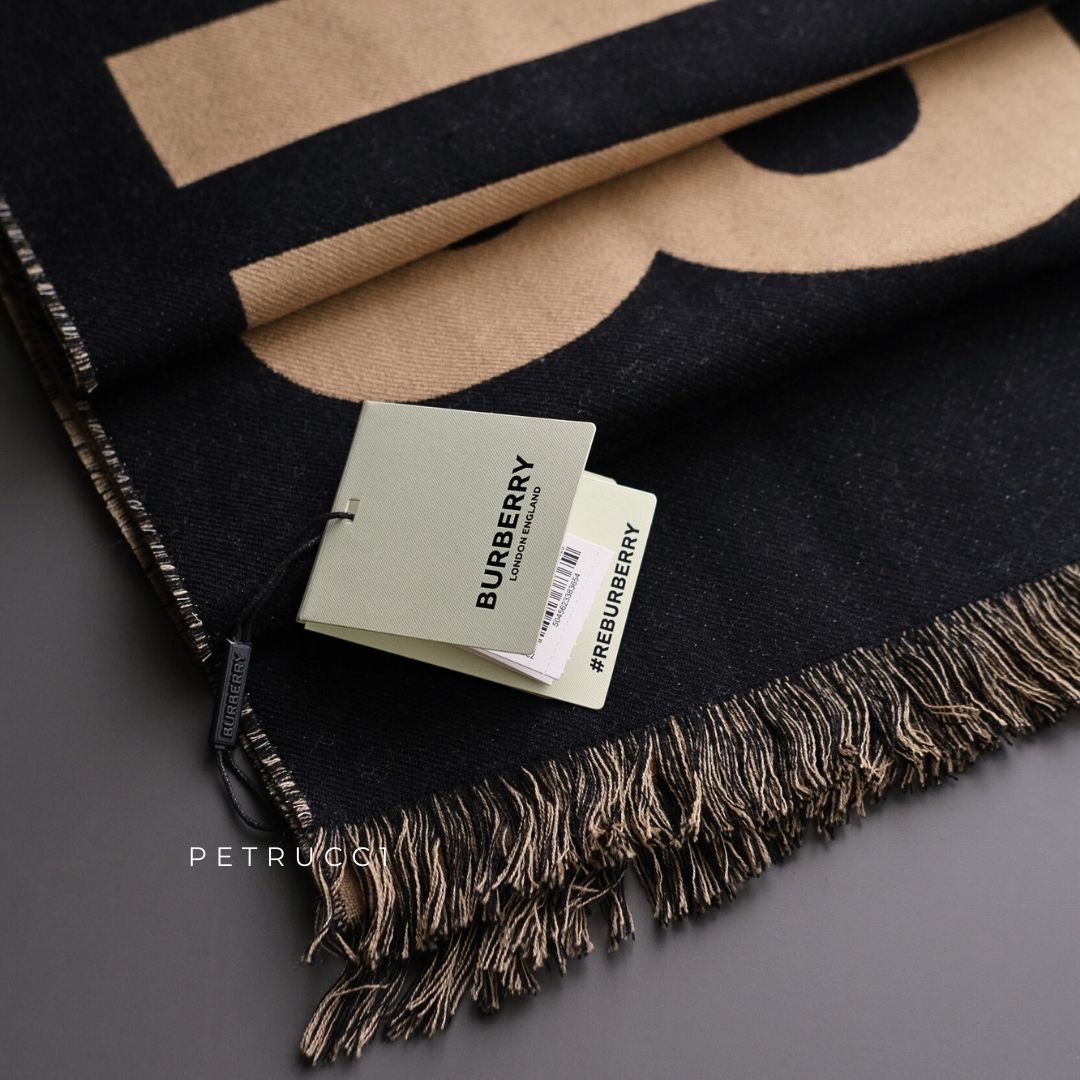 BURBERRY SCARF Muffler Wool Jacquard Winter 8035525