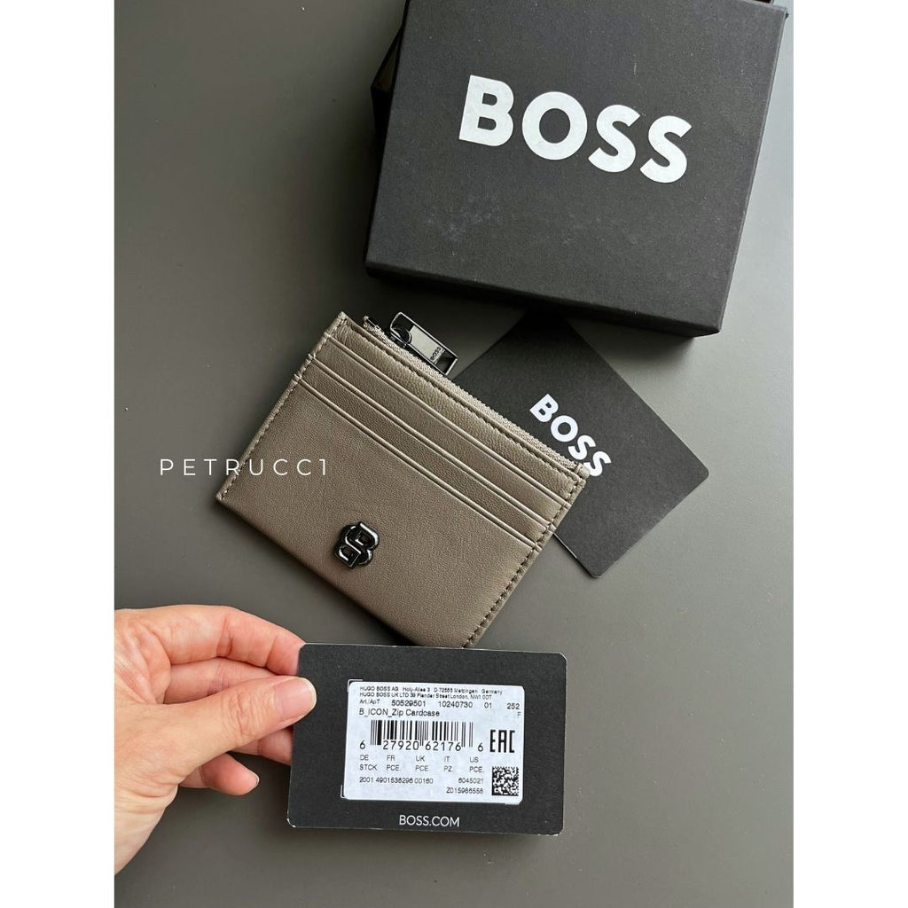 BOSS Leather cardholder Wallet with monogram 50529501