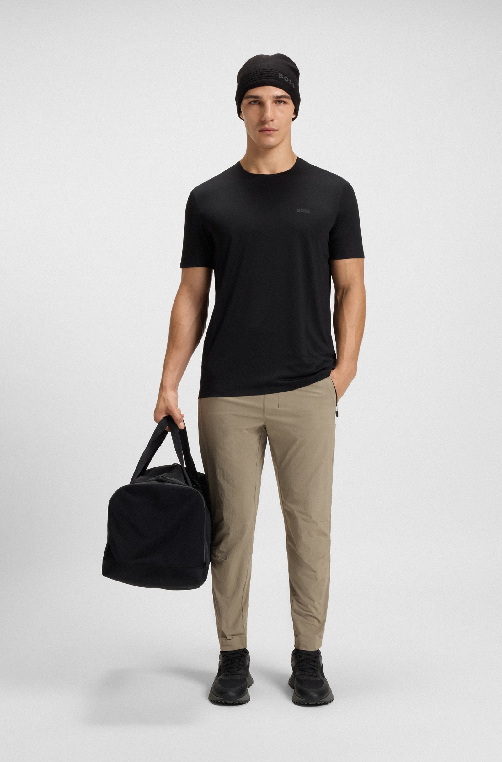 BOSS Quick-dry stretch-jersey T Shirt with decorative reflective artwork Tee Active 50525209