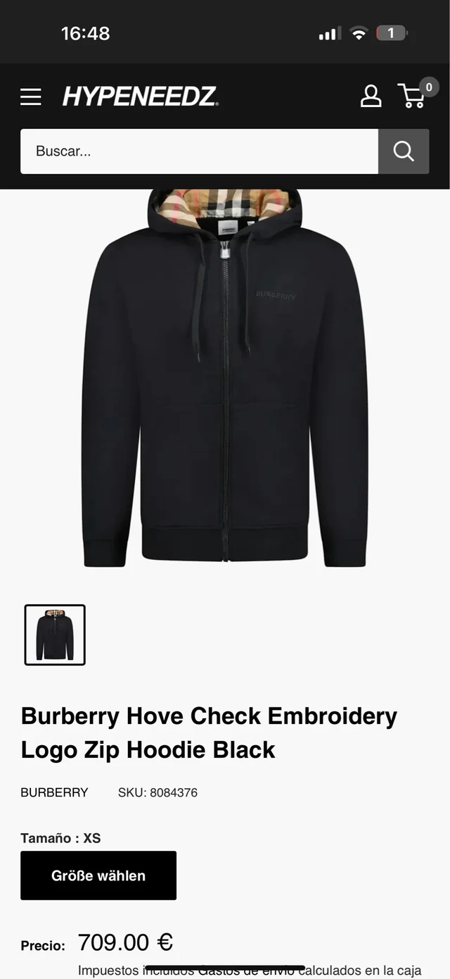 BURBERRY Check Trim Cotton Zip Hoodie 8110790