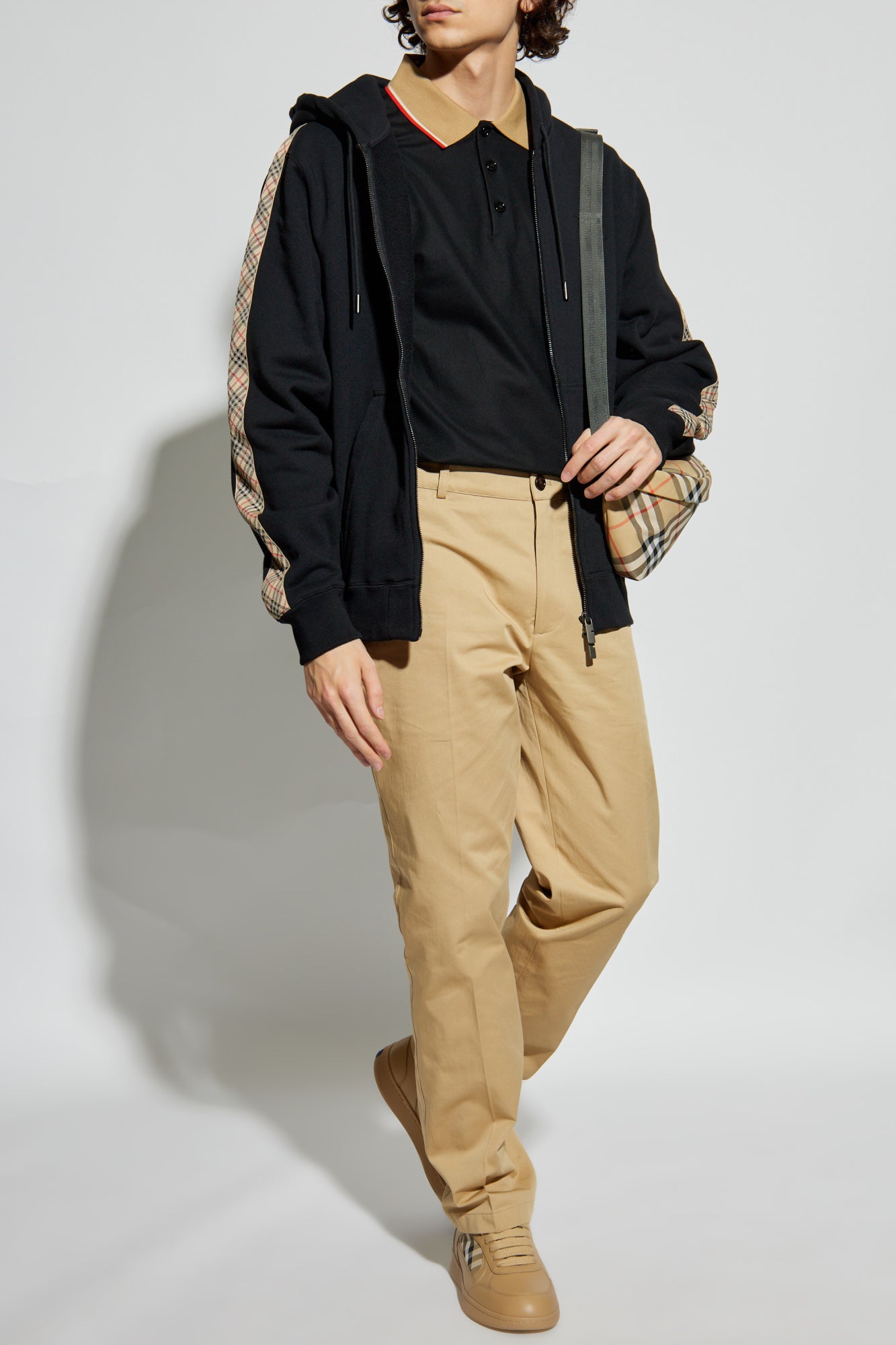 BURBERRY Check Trim Cotton Zip Hoodie 8110790