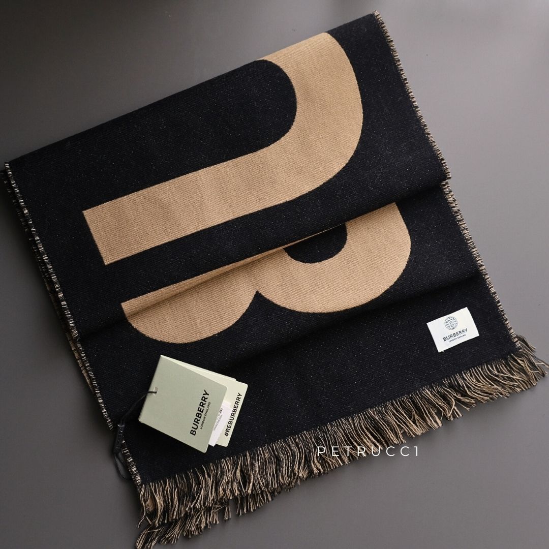 BURBERRY SCARF Muffler Wool Jacquard Winter 8035525