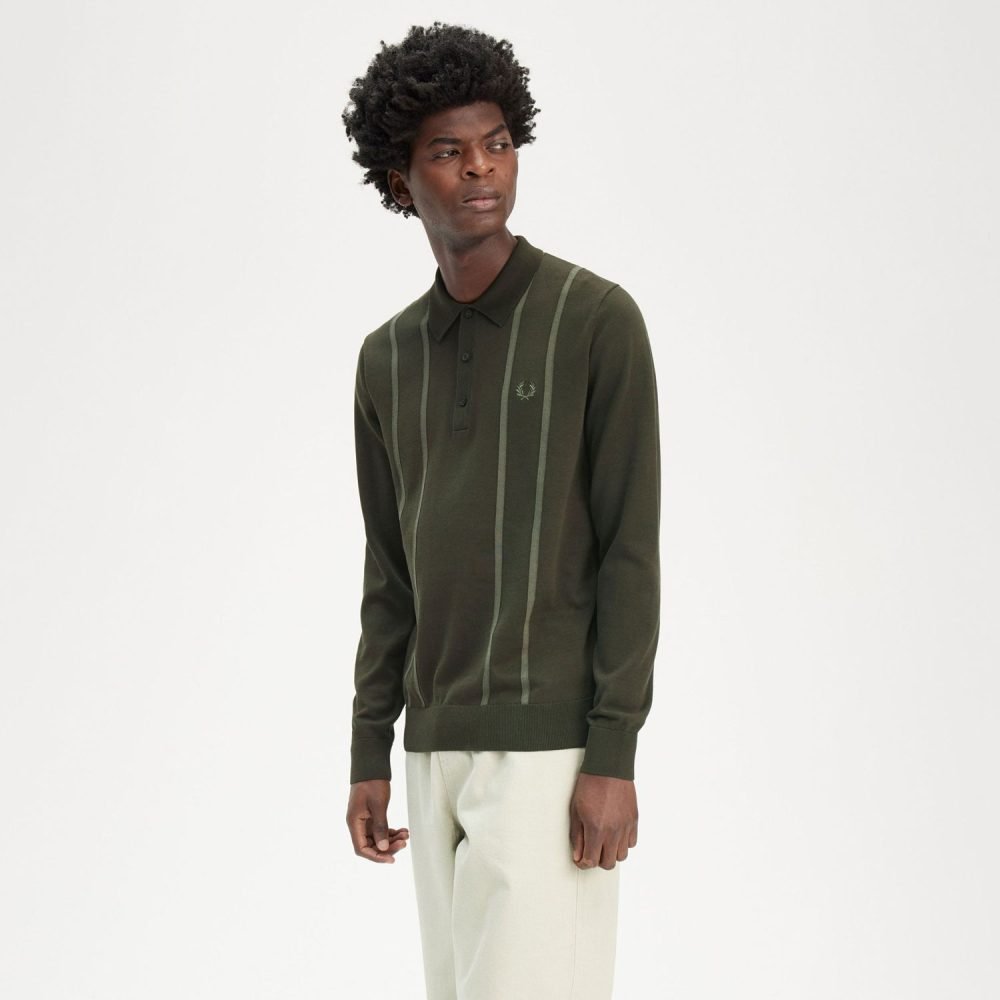 Fred Perry Knit Long Sleeve Polo Shirt Cowo Pria K6537/408