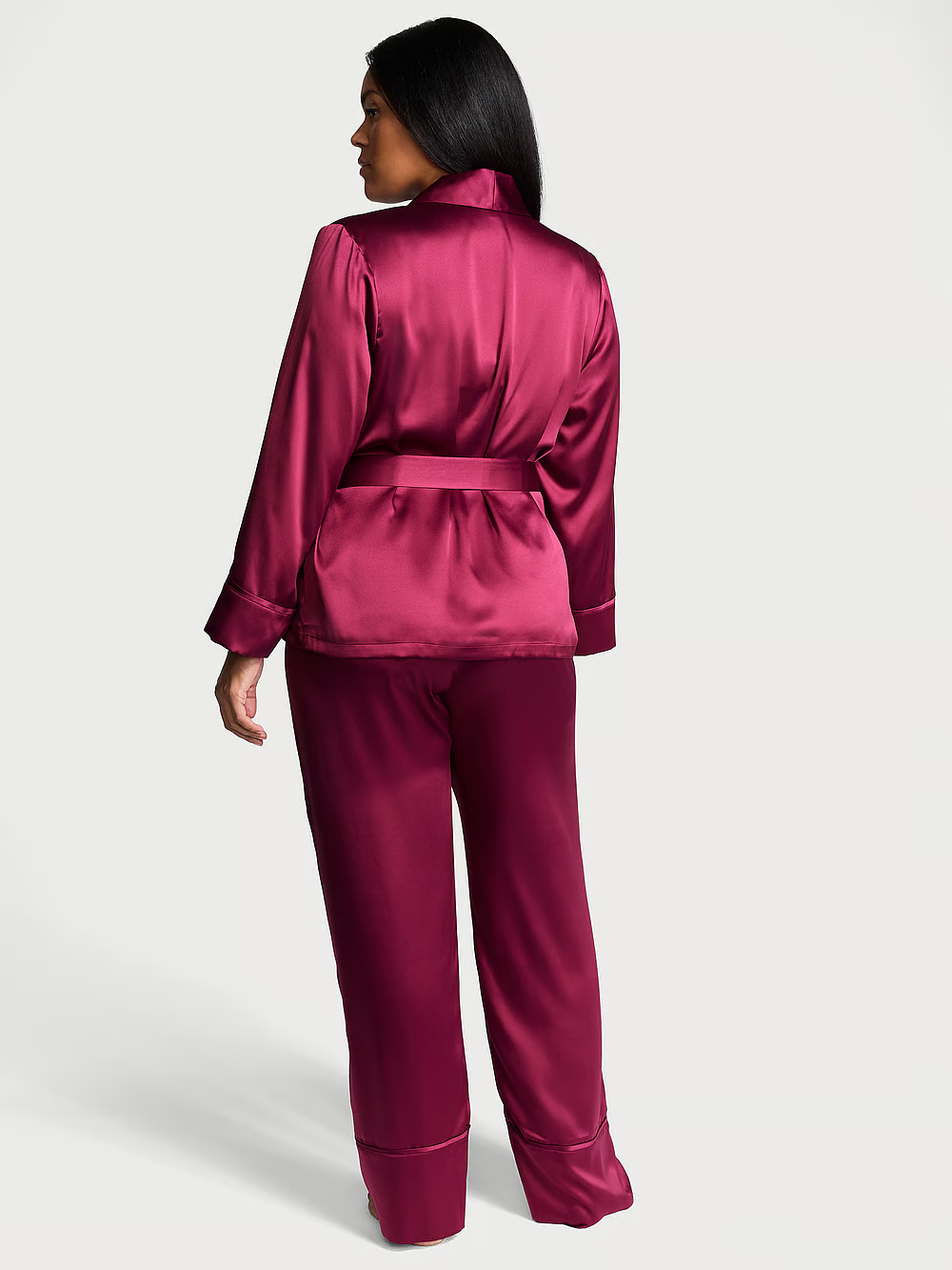 VICTORIA SECRET Dream Satin Wrap Top Long Pajamas Set