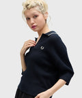 Fred Perry Women OPEN-COLLAR MESH KNIT SHIRT K9114/608