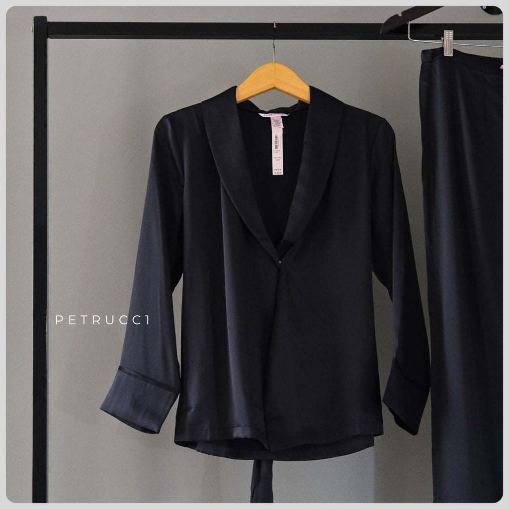 VICTORIA SECRET Dream Satin Wrap Top Long Pajamas Set
