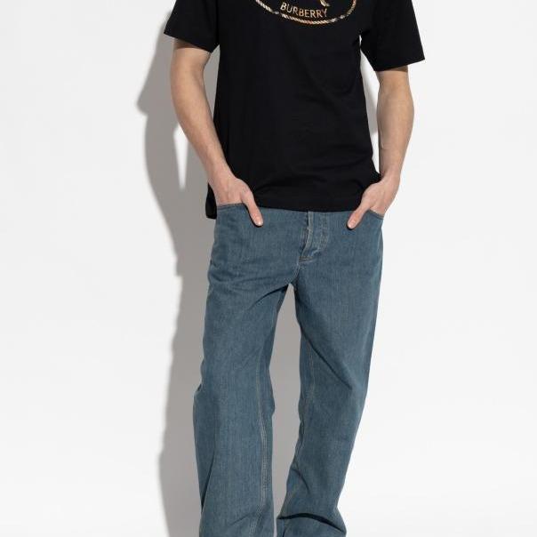 Burberry Check Knight Stampt Cotton T Shirt 8123436