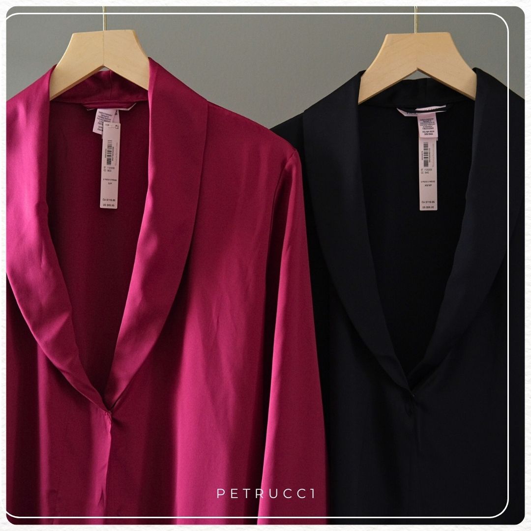 VICTORIA SECRET Dream Satin Wrap Top Long Pajamas Set
