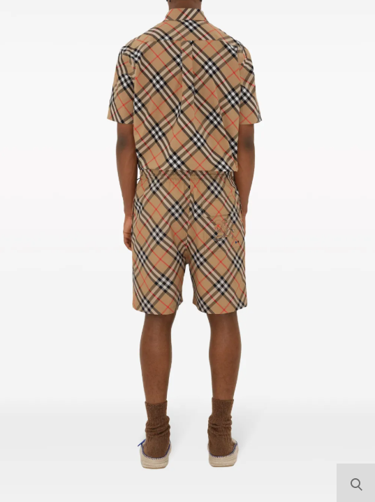 BURBERRY Beige Checked Short Sleeve Shirt 8087637