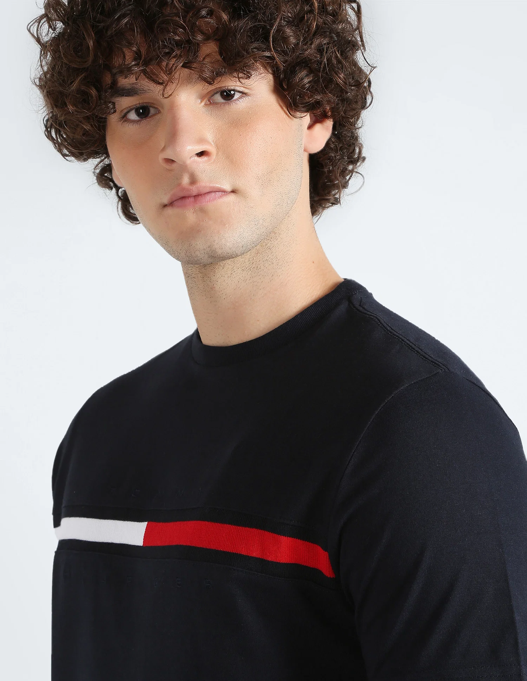 TOMMY HILFIGER Embroidered Flag Stripe Logo T Shirt  7849807R