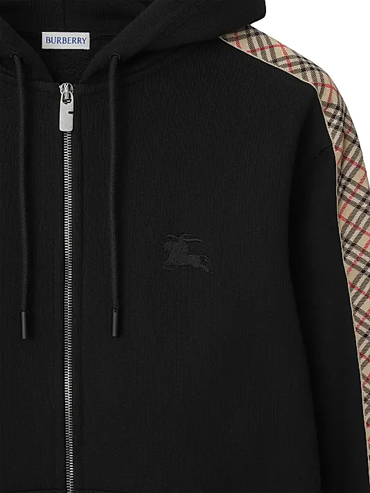 BURBERRY Check Trim Cotton Zip Hoodie 8110790