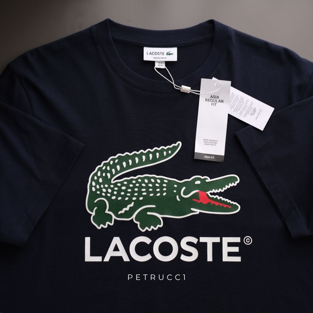 LACOSTE Signature Print Cotton Jersey T Shirt  TH6396