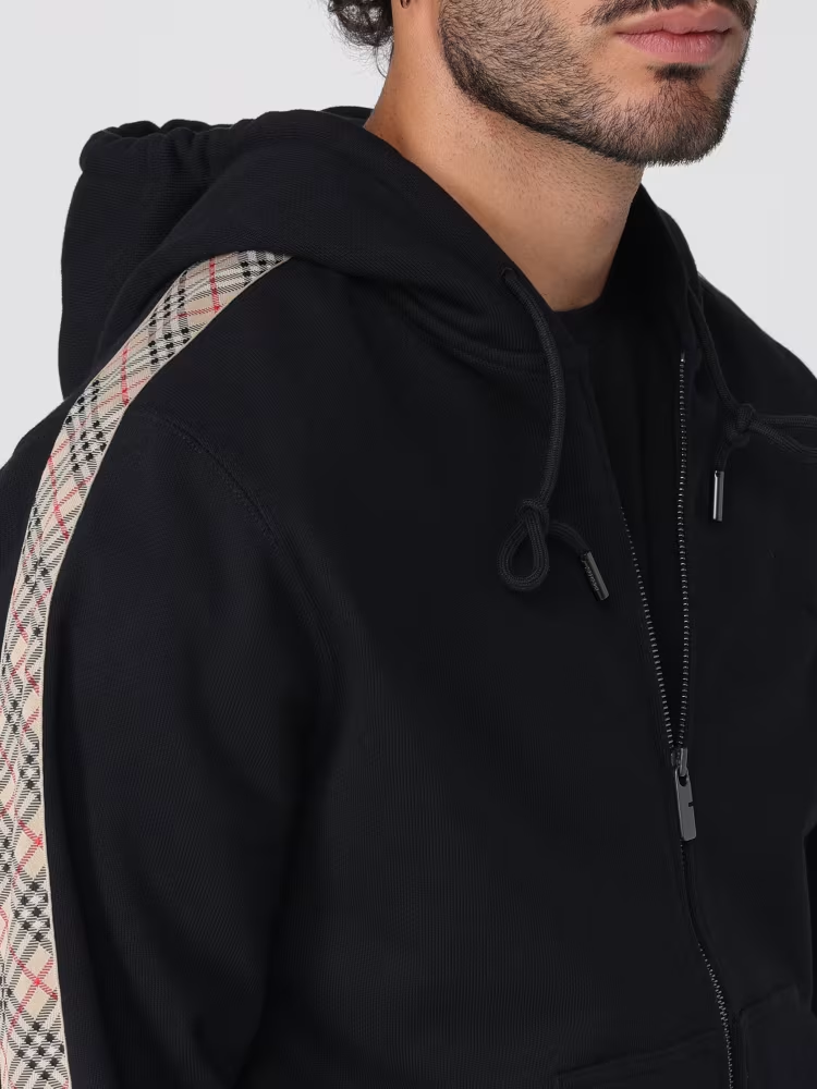 BURBERRY Check Trim Cotton Zip Hoodie 8110790