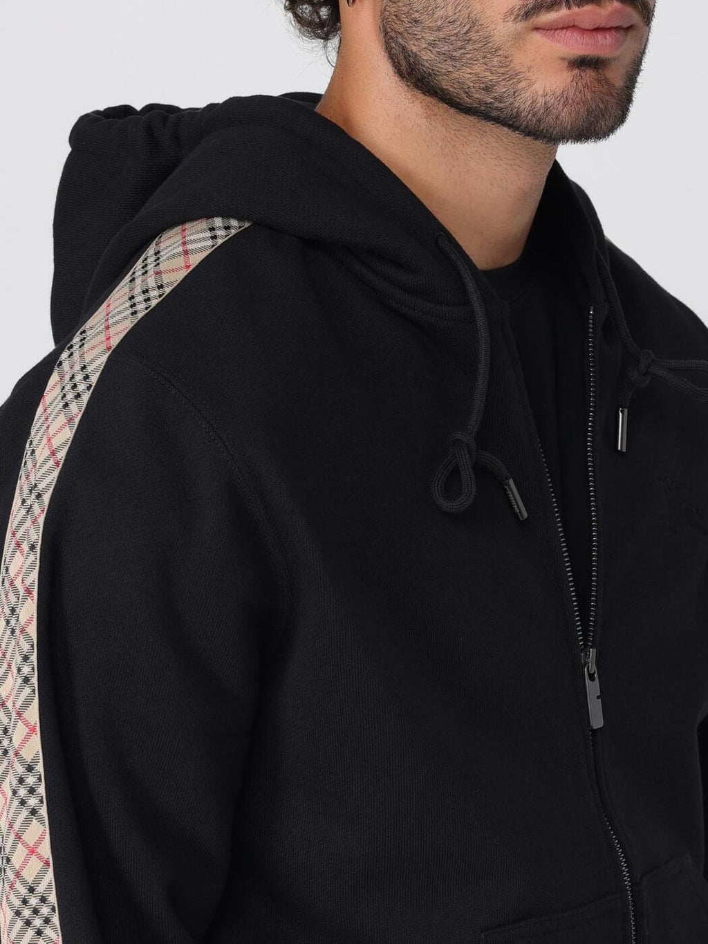 BURBERRY Check Trim Cotton Zip Hoodie 8110790