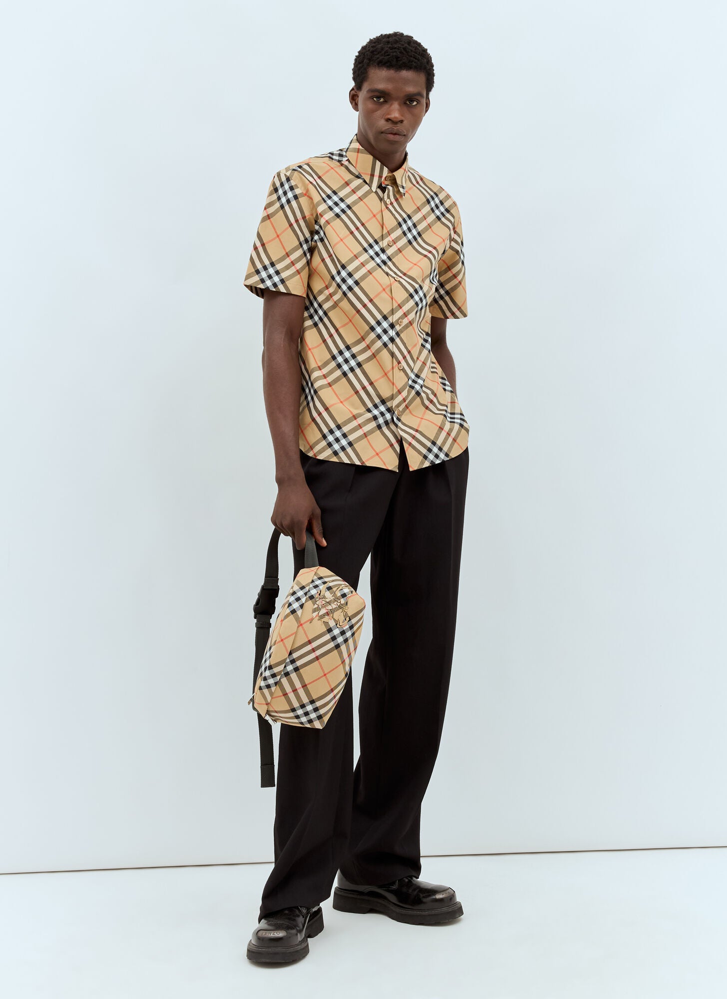 BURBERRY Beige Checked Short Sleeve Shirt 8087637