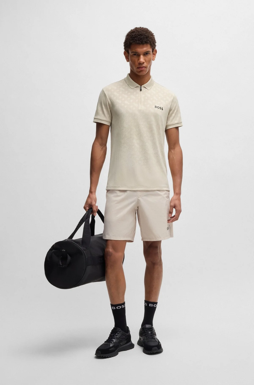 BOSS Active quick-dry polo shirt with gradient monogram jacquard Style Philix TOC JQ 50538106