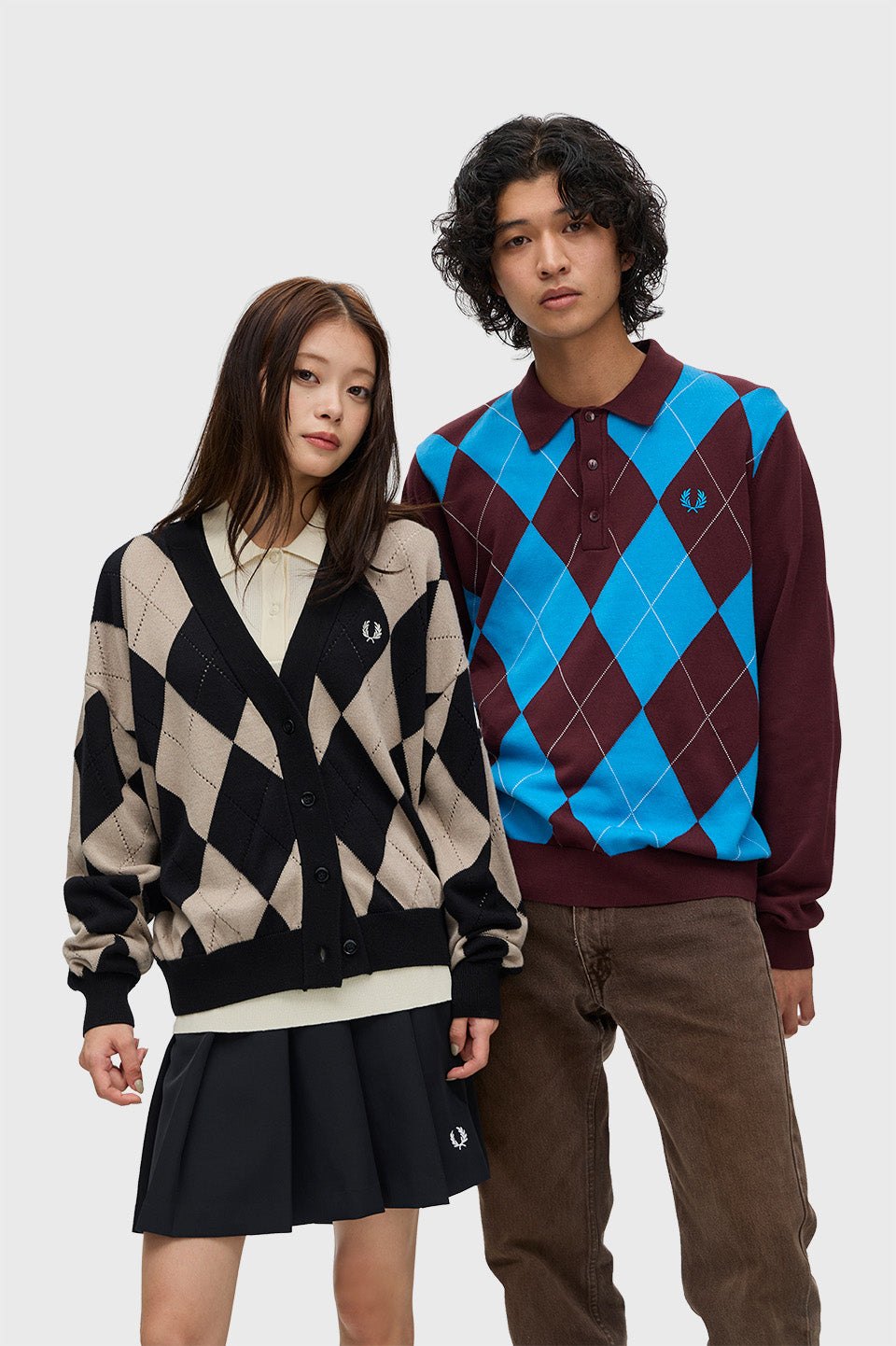 Fred Perry Argyle Long Sleeve Knitted Polo Shirt K1318/597