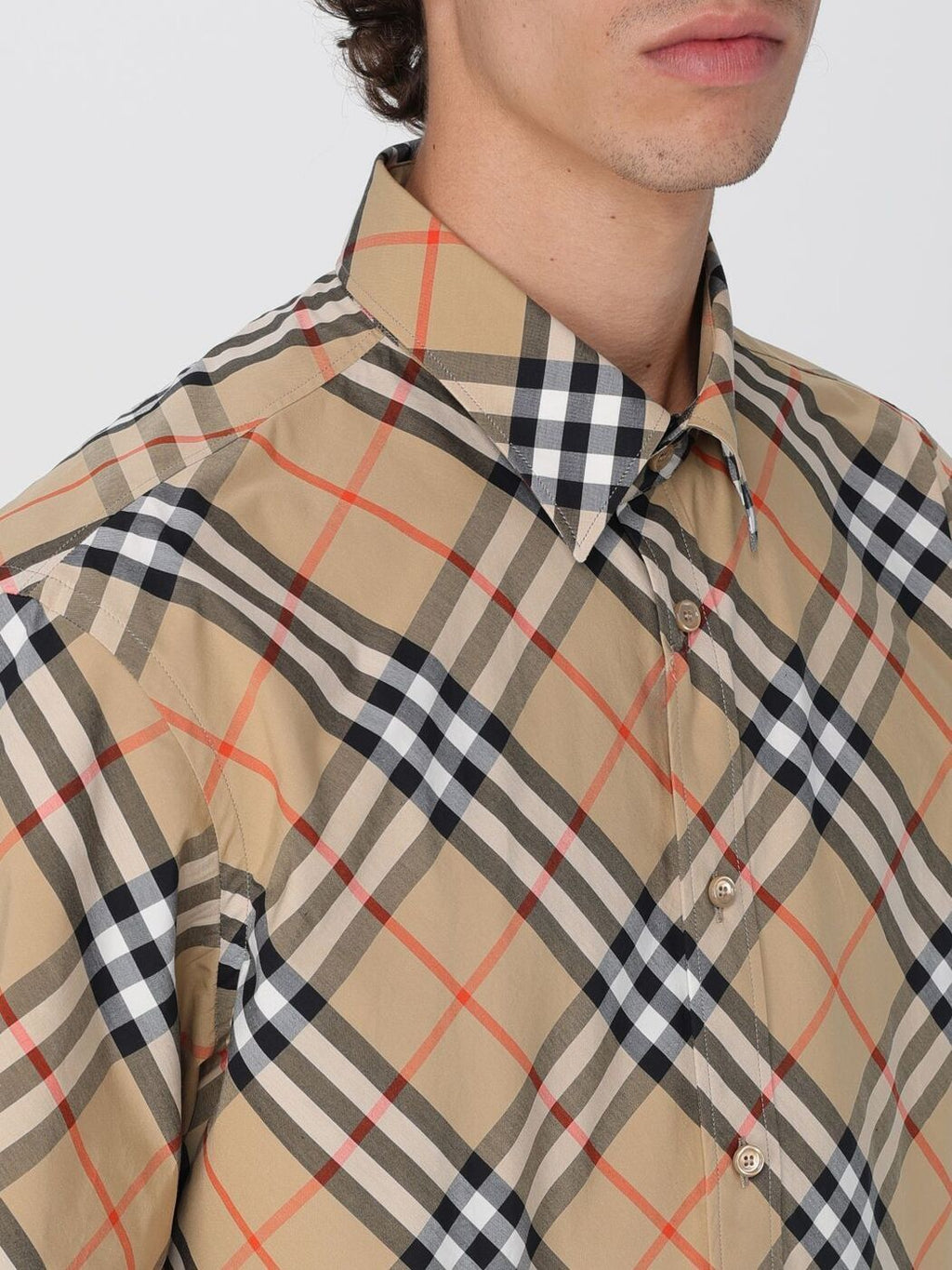 BURBERRY Beige Checked Short Sleeve Shirt 8087637