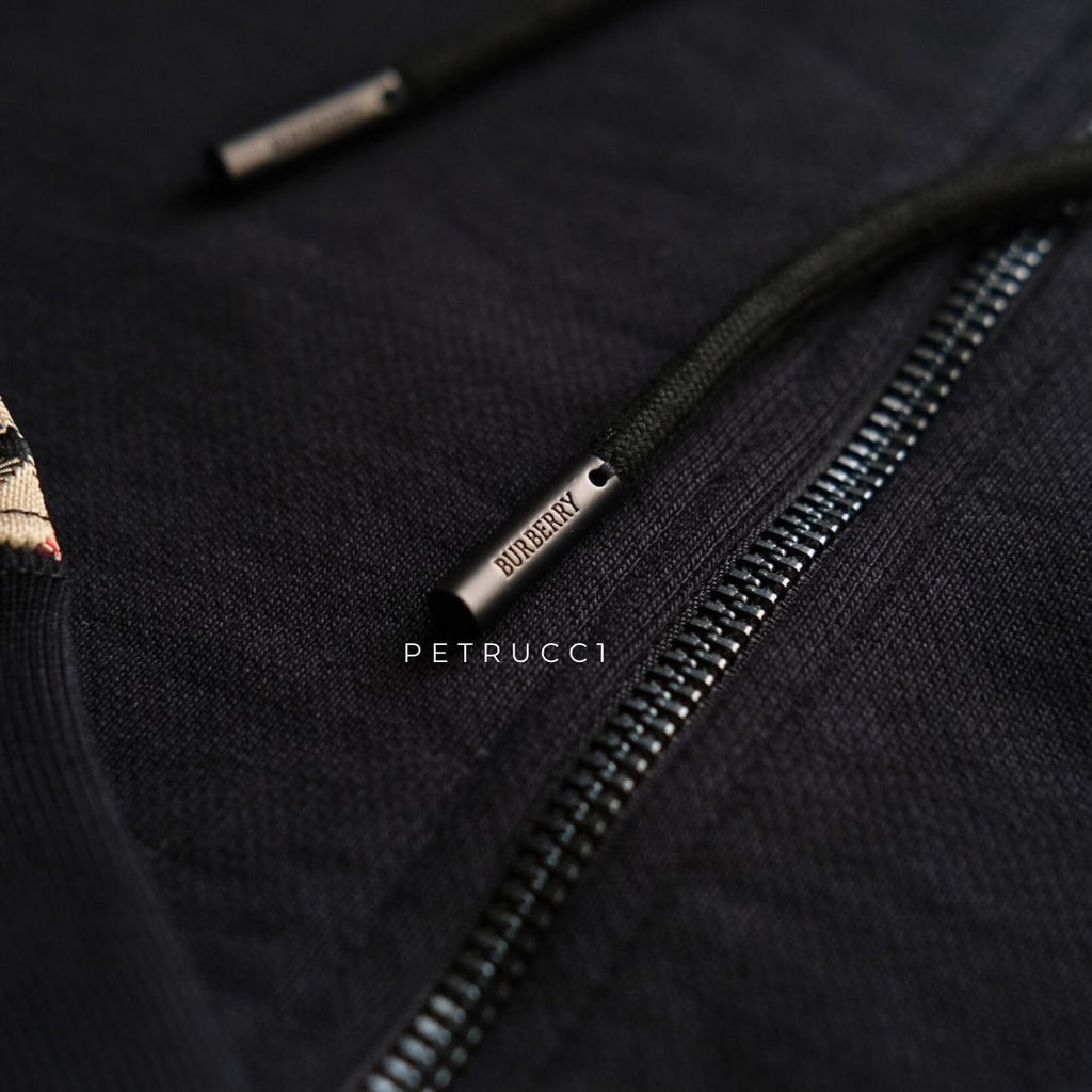 BURBERRY Check Trim Cotton Zip Hoodie 8110790