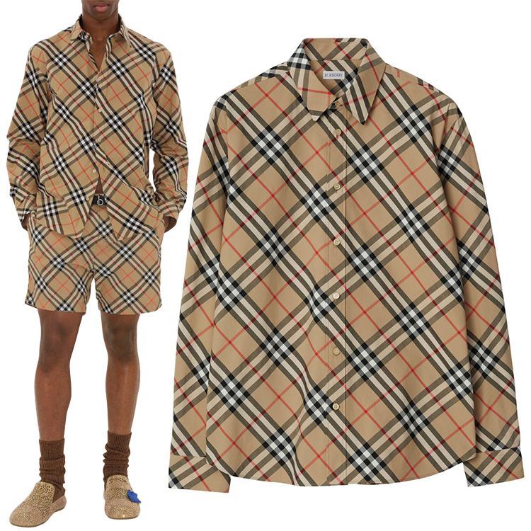 BURBERRY Beige Plaid Shirt 8087634