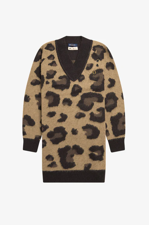 Fred Perry Amy Winehouse Leopard Knitted Dress Women SD4148/Q65