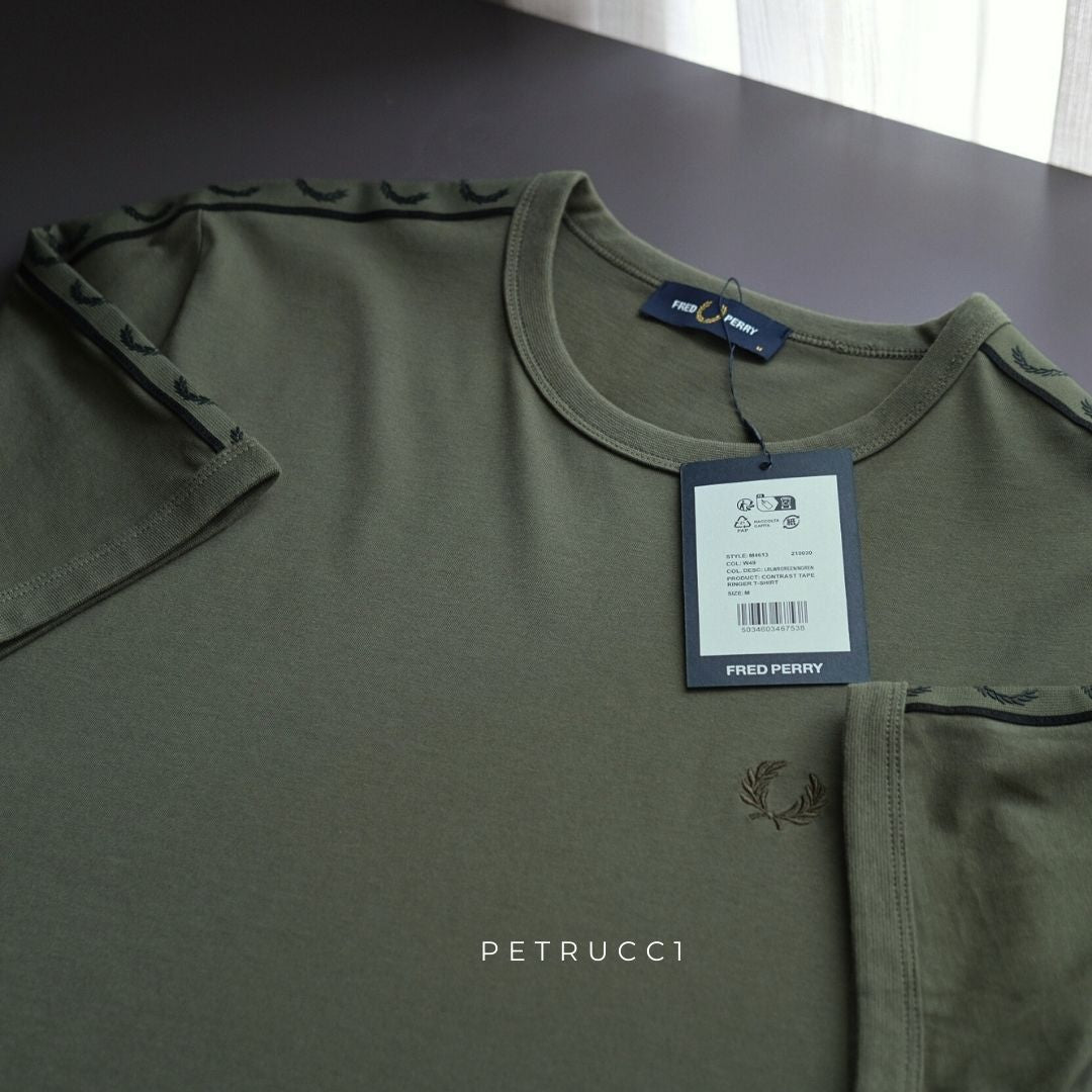 Fred Perry Contrast Tape Ringer T-Shirt Kaos M4613/W49