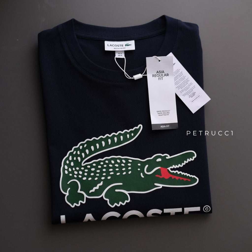 LACOSTE Signature Print Cotton Jersey T Shirt  TH6396