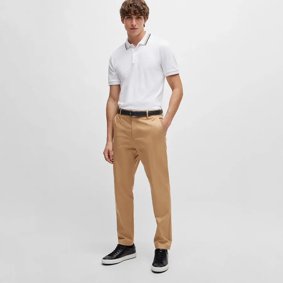 BOSS Slim-fit polo shirt in cotton with striped collar Penrose 38 50469360