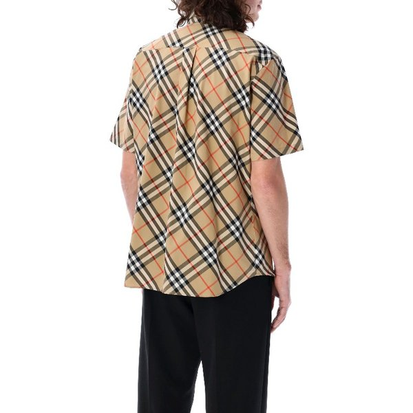 BURBERRY Beige Checked Short Sleeve Shirt 8087637