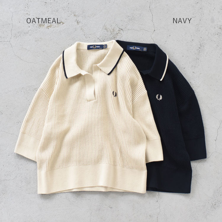 Fred Perry Women OPEN-COLLAR MESH KNIT SHIRT K9114/608